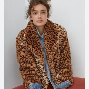 Anthropology cropped faux fur coat